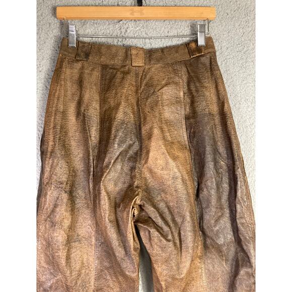 Women’s Vintage Brown Leather Pants Size 8 80s Rinzi Collection High Waist - Picture 14 of 14